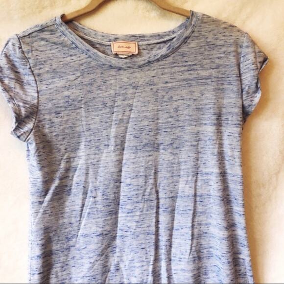 Love..Ady Blue Patterned Short Sleeve Sheer Top - Picture 3 of 6